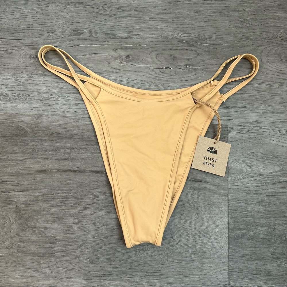 Nwt toast swim doe tan brown Bikini Bottom‎ open side Size medium Nwt Women’s